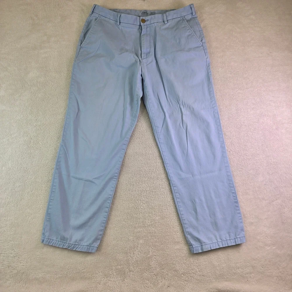 IZOD Saltwater Stretch Chino Pants Mens 34x30 Straight Leg Light Blue Cotton